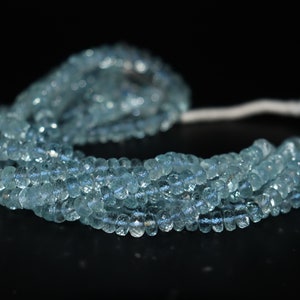 AAA+ 100% Natural Blue Aquamarine Rondelle Faceted beads | Aquamarine Faceted beads | Aquamarine Beads| Aqua Beads Rare quality Aquamarine