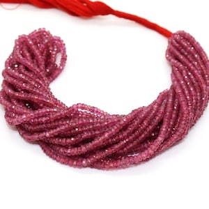 AAA+ Natural Ruby Rondelle Beads, Ruby Faceted Gemstone Strand, Premium Quality Beads for Jewelry Making, 16-Inch Strand, Stunning Red Beads