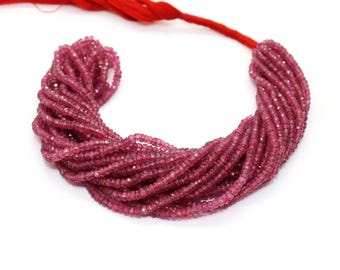 Cuentas de rubí natural AAA+, hebra de piedras preciosas facetadas de rubí, cuentas de primera calidad para joyería, hebra de 40 cm, impresionantes cuentas rojas.