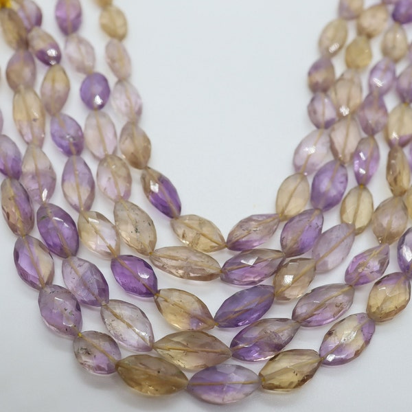 Natural Ametrine Marquise Shape Faceted beads | Ametrine Marquise Briolette Faceted Beads | Ametrine Beads |