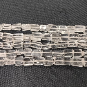 AAA Crystal Quartz Plain Square Shape Beads | Crystal Quartz Smooth Beads | Natural Crystal Quartz Beads | 5-7mm , 14 Inches Strand