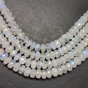 AAA Good Quality White Rainbow Moonstone Rondelle Shape faceted beads | White Rainbow Rondelle Faceted beads | White Rainbow Beads |