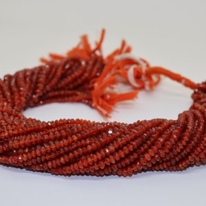 AAA Carnelian Rondelle Faceted beads |  Carnelian Faceted beads | Carnelian Beads | Natural Carnelian Faceted Button Beads Gemstone