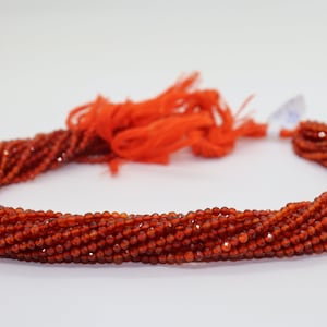 AAA+ Carnelian Rondelle Faceted beads | 3MM Carnelian Faceted beads | Carnelian Beads | Natural Carnelian Micro Faceted Round Beads Gemstone