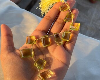 天然レモンクォーツナゲットビーズ - ジュエリー作りのための研磨された宝石ビーズ、ゴールデンイエローファセットビーズ、クラフト用品、タンブルビーズ