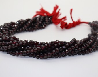 Collana In Granato Naturale Rosso Scuro - Perle 3/4 Mm - 45 Cm - Vintage