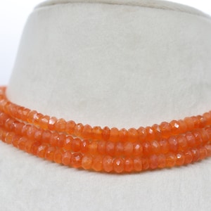 AAA+ Carnelian Rondelle Faceted beaded Necklace | Carnelian Rondelle Faceted beads | Carnelian Beads | Ready To Wear Beads Gemstone