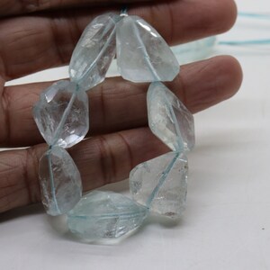 7 PIECES 100% Natural Blue Aquamarine Tumble Faceted beads | Aquamarine Nuggets Faceted beads | Aquamarine Beads| Aqua Beads Rare quality