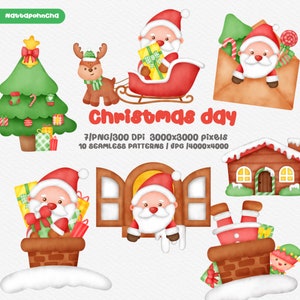 Akwarela Christmas bundle Clipart, Santa Claus Clipart, christmas bear, Christmas Clipart, Christmas Santa PNG, Santa Clipart