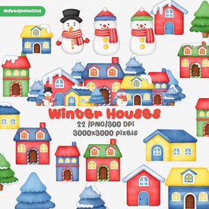 Akwarela Boże Narodzenie pakiet Clipart, zimowy dom, dom na Boże Narodzenie, Boże Narodzenie, Clipart na Boże Narodzenie, Boże Narodzenie Święty Mikołaj PNG, Clipart na Mikołaja