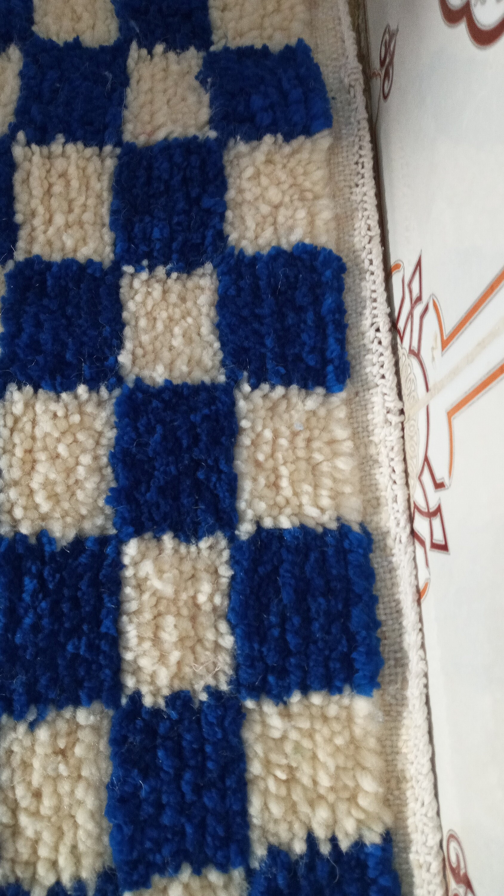Checkered carpet blue and white carpet moroccan carpet 4.1 X Etsy