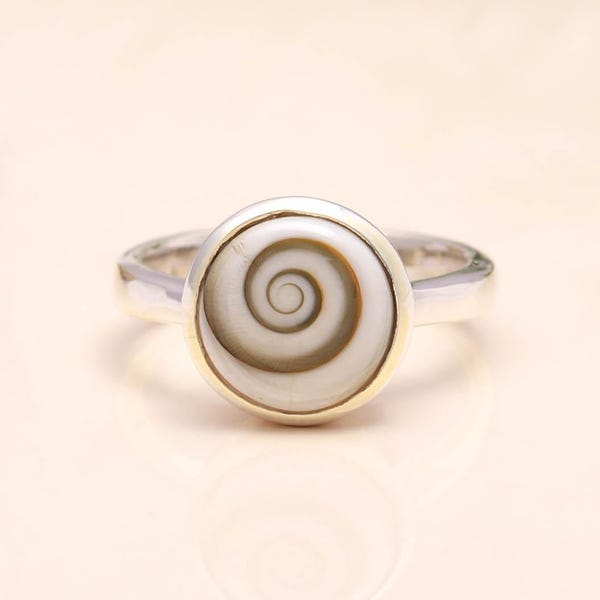 Shiva Eye Shell Ring: Sacred Geometry Jewelry for Intuition and Protection