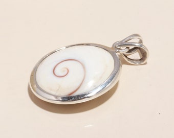 Shiva Eye Sterling Silver Pendant: Saint Lucia Shell, Third Eye Chakra