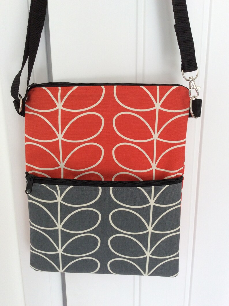 Cross body bag with four pockets in Orla Kiely patterned Etsy