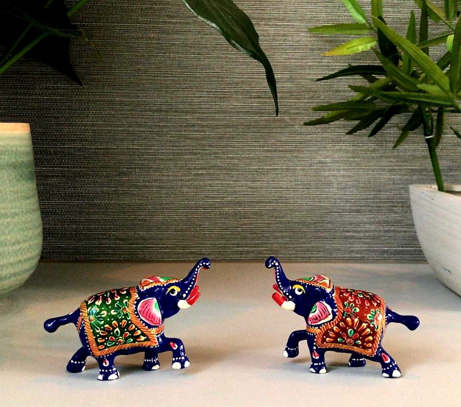 Good Luck Elephant Figurines Hand Painted Metal ShowPiece Etsy