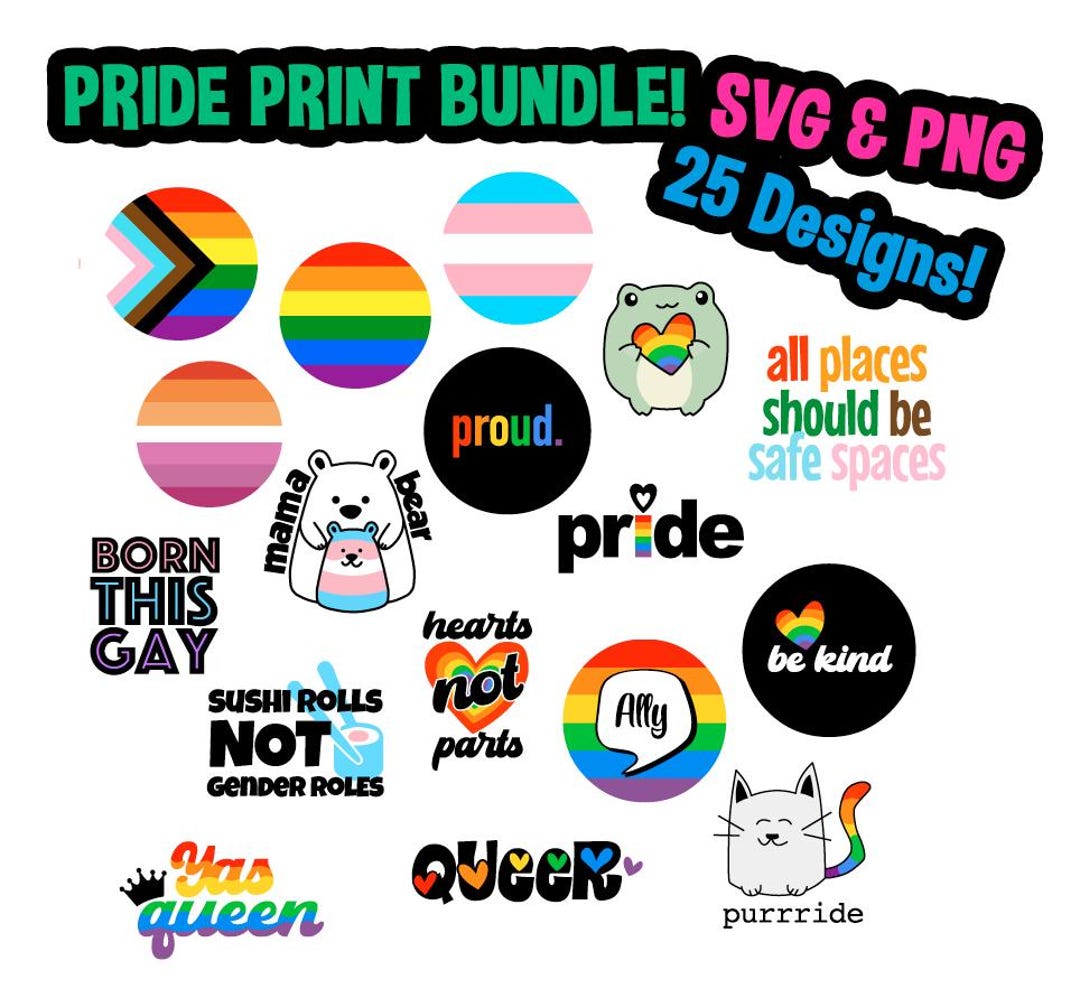 Pride SVG PNG Clipart Bundle - LGBTQ Designs for Stickers, Pins, and ...
