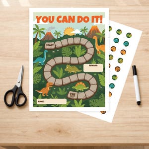 Tabella dei premi a tema dinosauri per bambini, tracker del comportamento stampabile per bambini piccoli, foglio degli obiettivi per l'addestramento al vasino, tabella delle faccende domestiche a tema giungla, PDF PNG