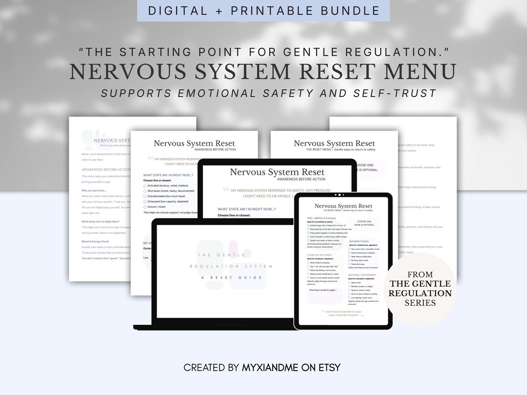 Nervous System Reset Menu | Gentle Regulation Guide (printable ...