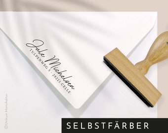 SELBSTFÄRBER FAMILIENSTEMPEL PERSONALISIERT, Holzstempel, selbstfärbend, Stempel Familie, Ostergeschenk, Schreibschrift, Adressstempel