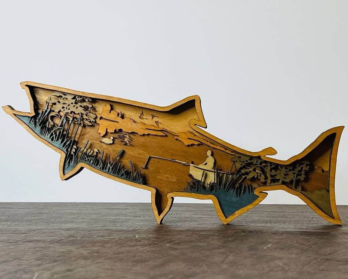 Fish SVG Laser cut files 6 Layer Art Piece for Etsy