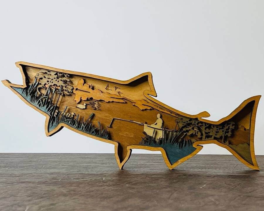 Download Fish SVG Laser cut files 6 Layer Art Piece for Glowforge | Etsy