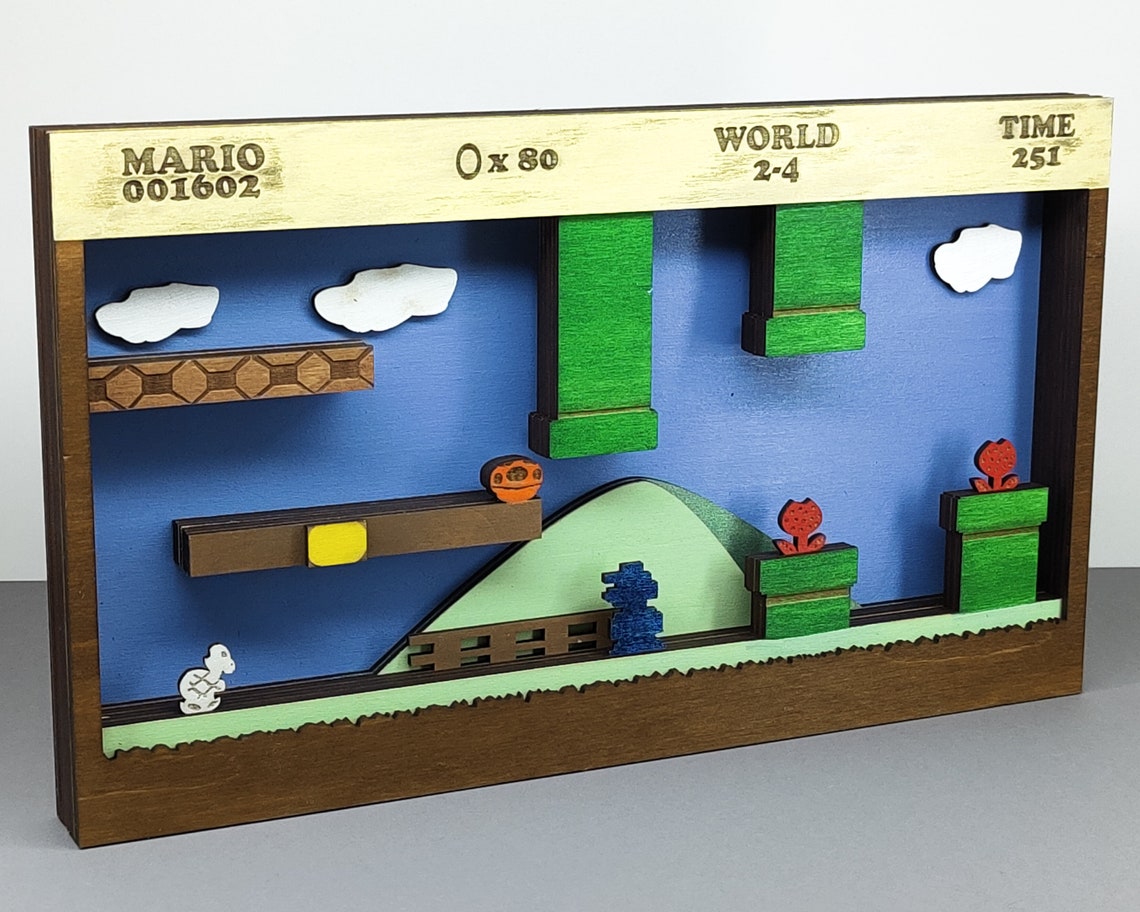 Super Mario SVG Laser cut file 9 Layer Art Piece for Etsy