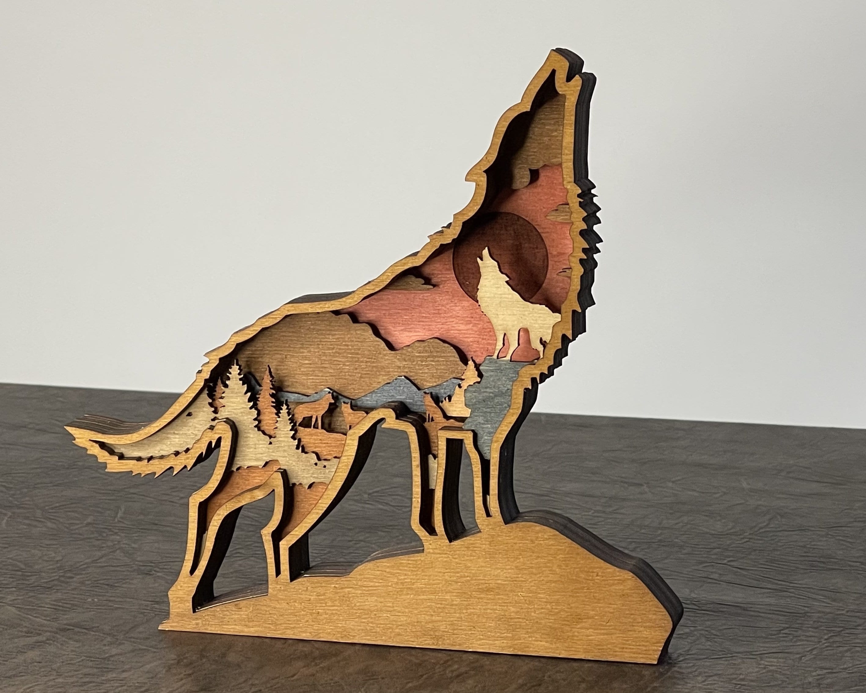 Wolf SVG Laser cut files 9 Layer Art Piece for Etsy