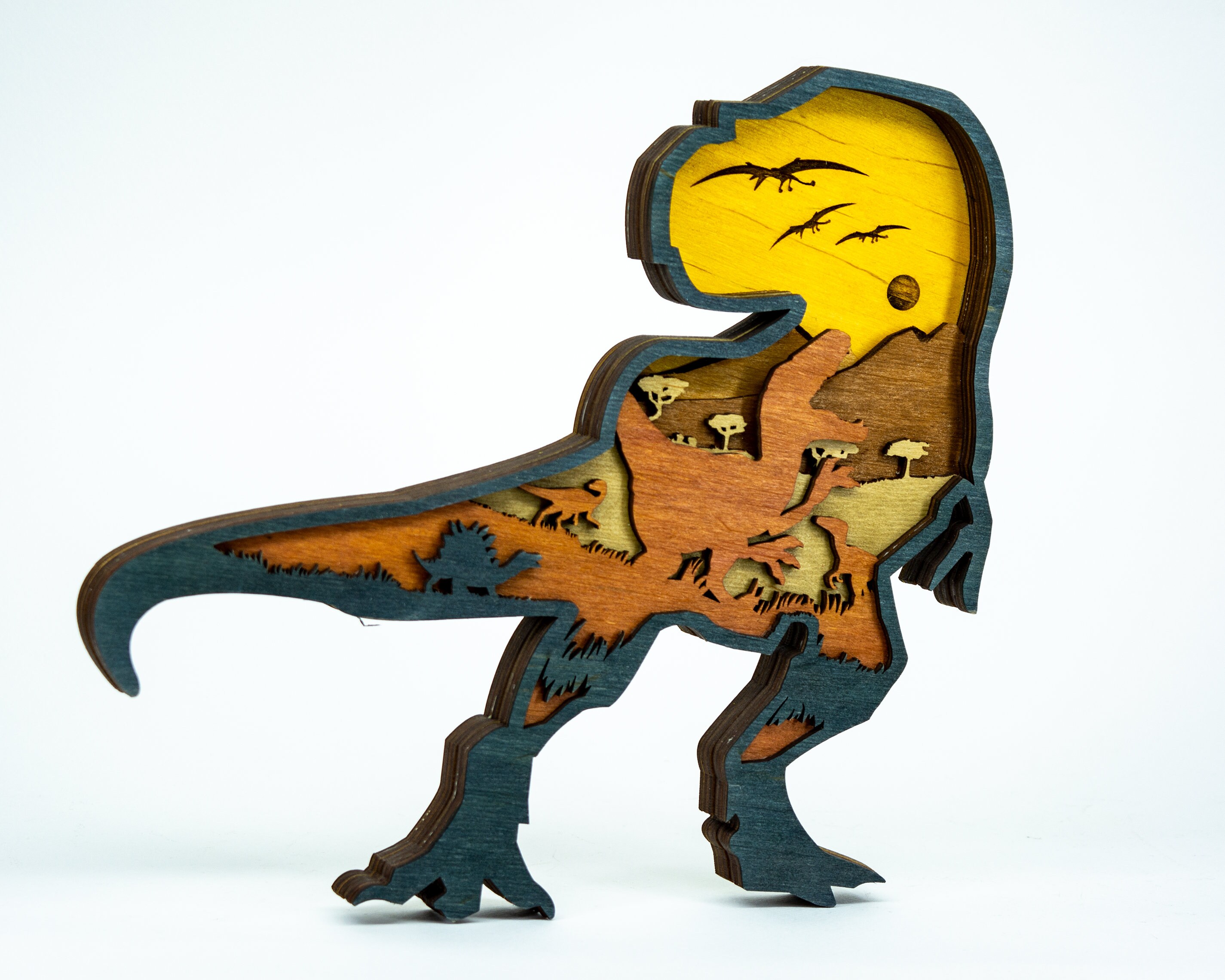 Dinosaur SVG Laser cut files 6 Layer Art Piece for Etsy