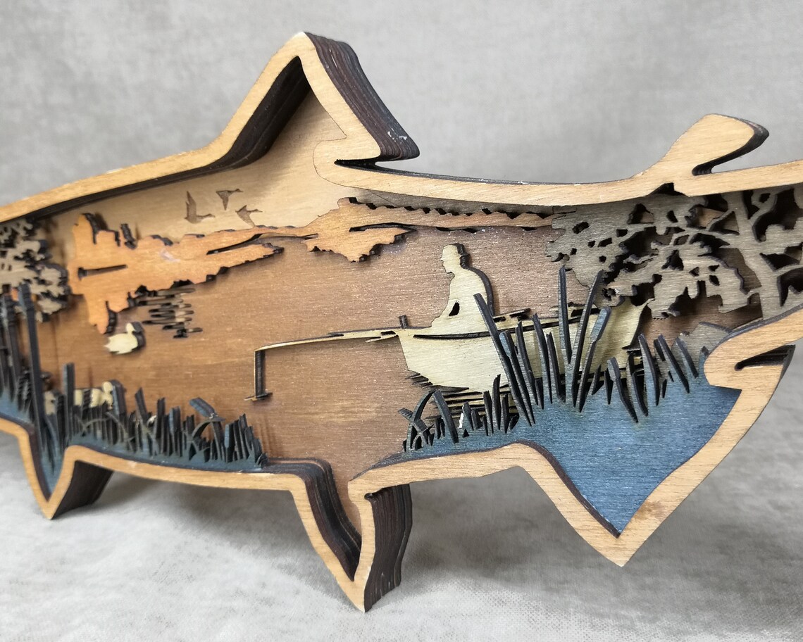 Fish SVG Laser cut files 6 Layer Art Piece for Etsy