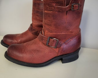 Frye Engineer 8r BIKER boots red leather boots womans size 40