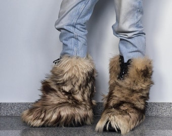 Botas de piel, botas yeti, botas de mujer de piel auténtica, botas de invierno cálidas y peludas, botas de nieve para mujer, talla 41/42 de piel auténtica Lackner Kitzbühe