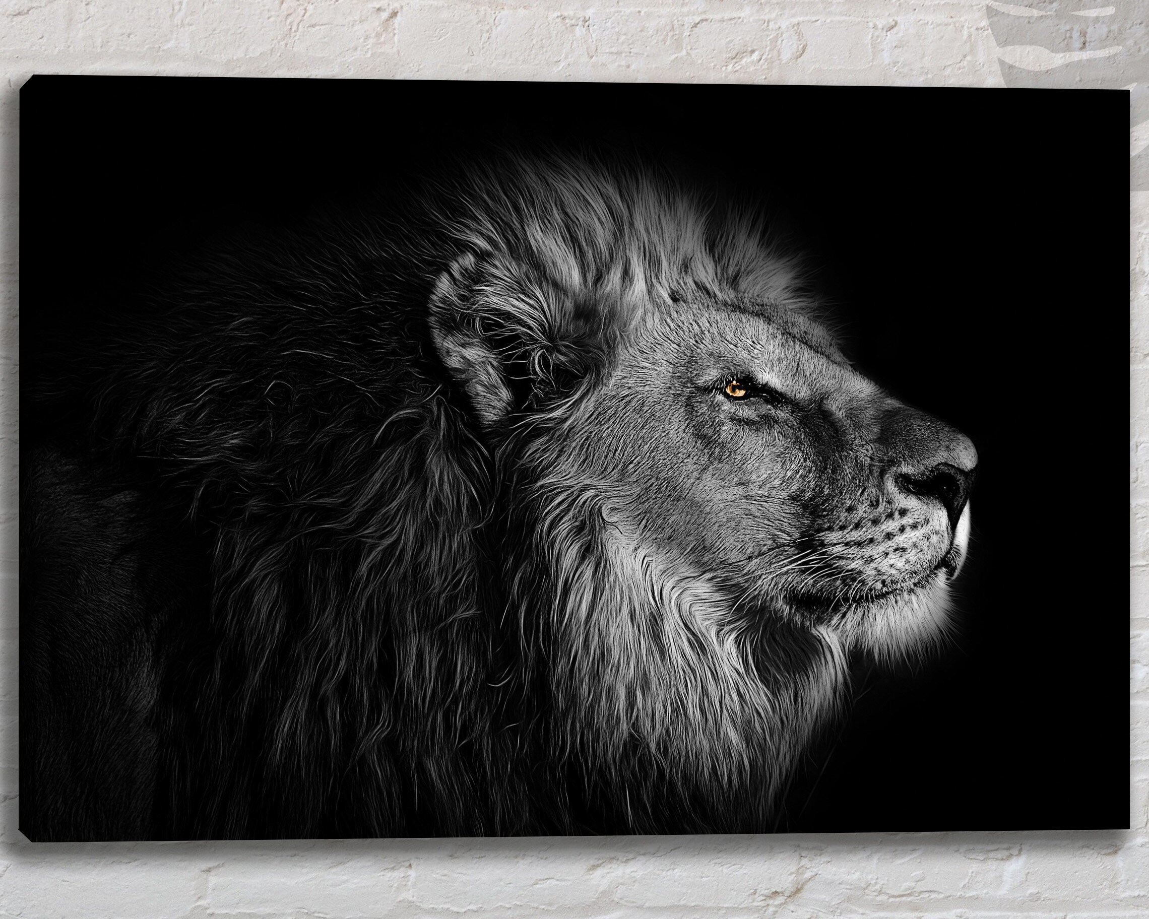 Black & White Lion Canvas Wall Art Print Modern Animal Wall Etsy