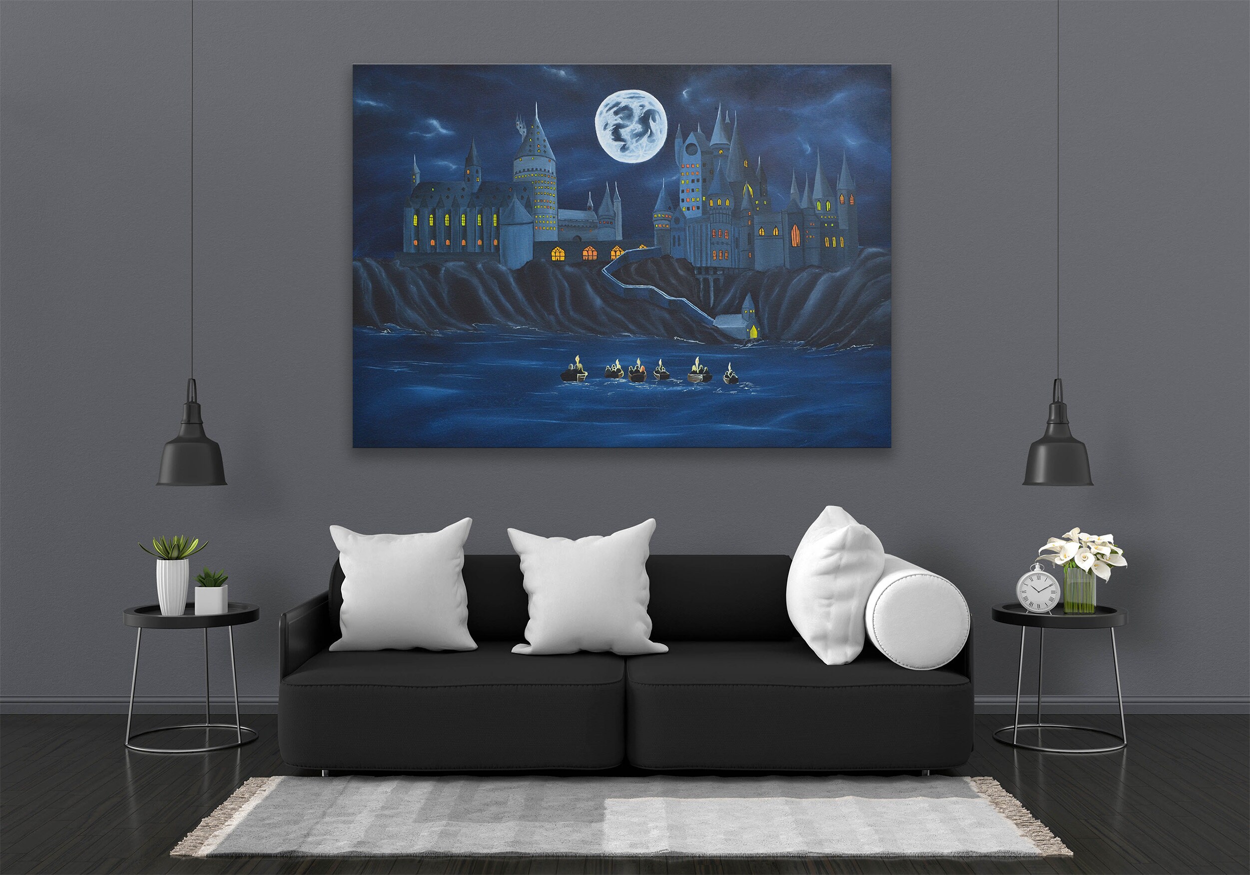 Hogwarts Canvas Wall Art Painting Harry Potter Wall Art Etsy