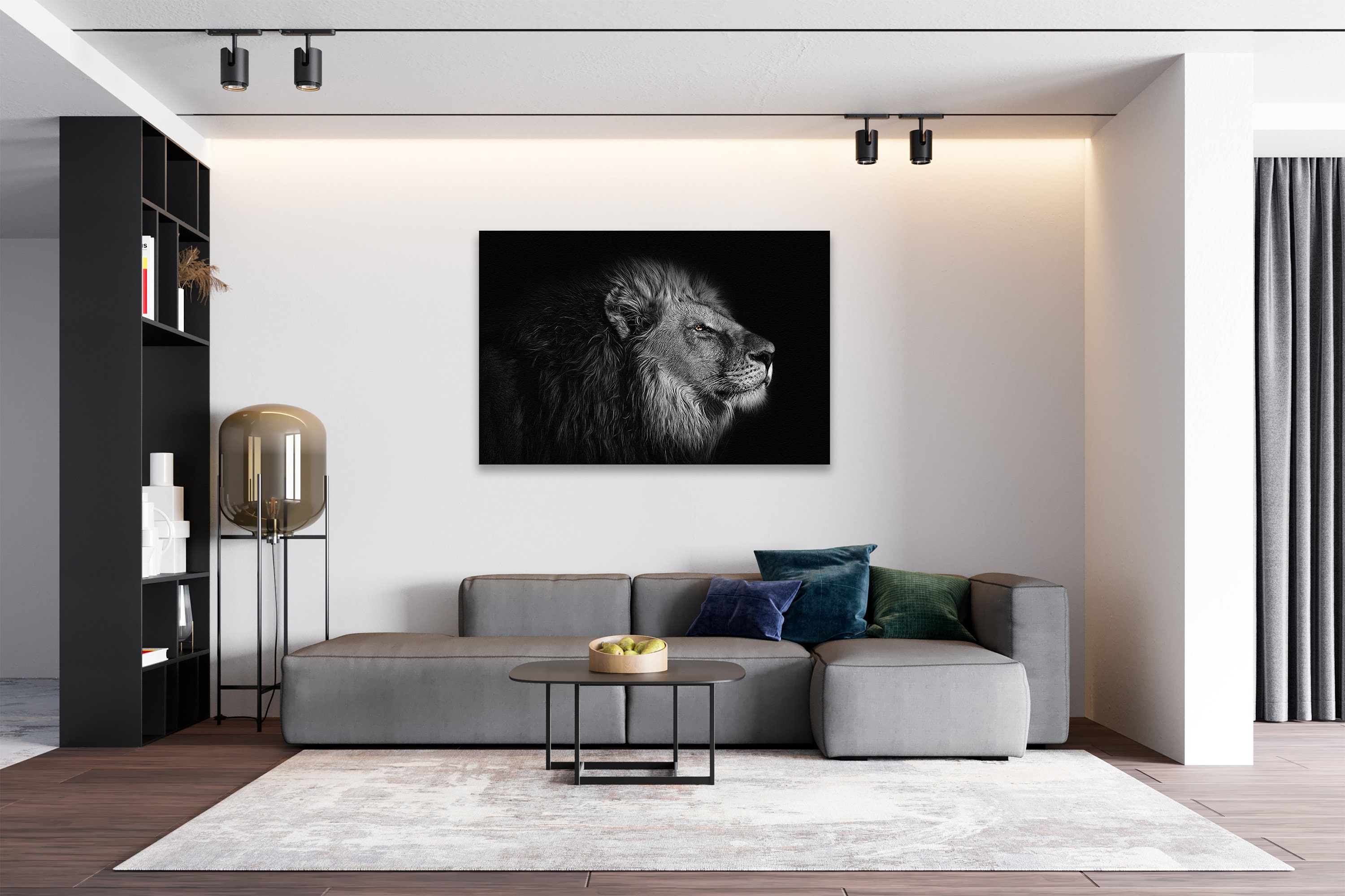 Black & White Lion Canvas Wall Art Print Modern Animal Wall Etsy