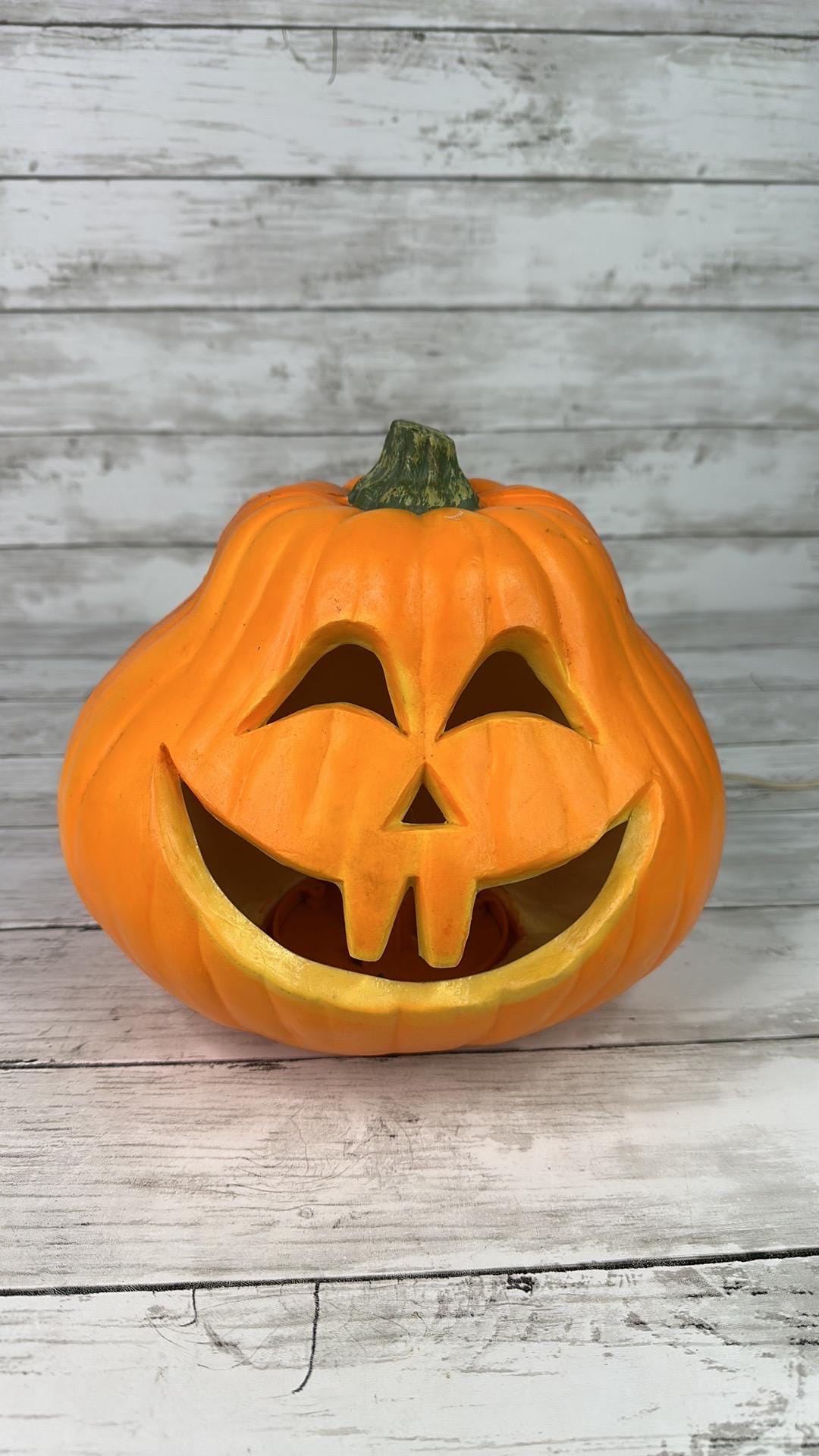 Vintage Gemmy Rare Light up Halloween Foam Mold Pumpkin Jack O Lantern ...