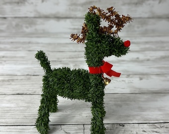 REINDEER CHRISTMAS decoration faux evergreen topiary