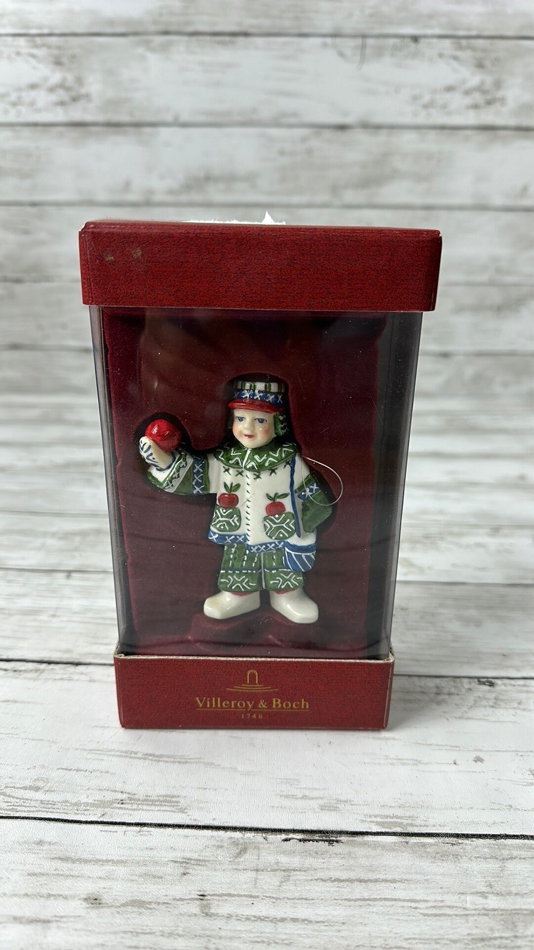 Villeroy & Boch Scandinavia Children Christmas Girl W/ Apple Ornament