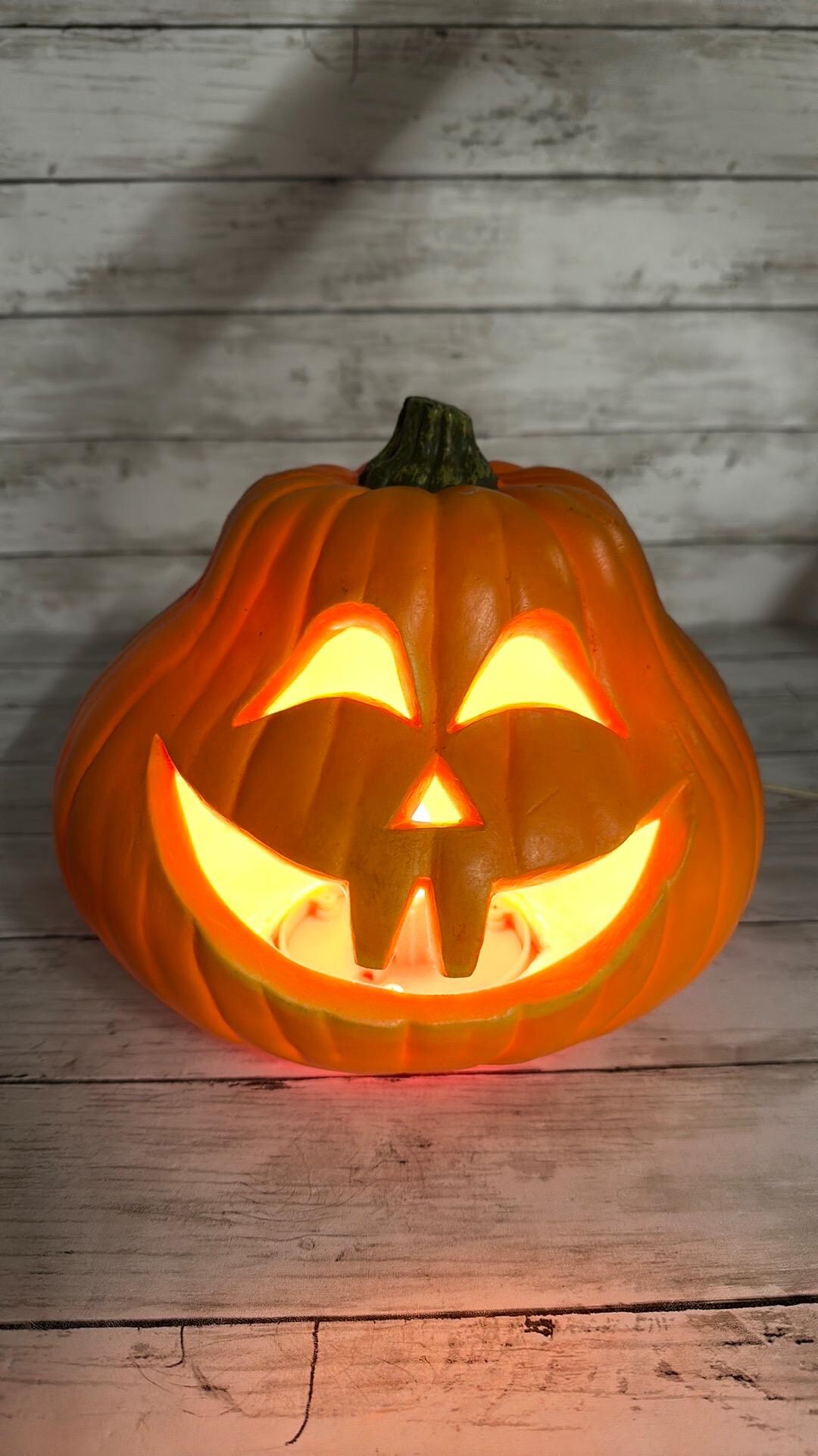 Vintage Gemmy Rare Light up Halloween Foam Mold Pumpkin Jack O Lantern ...