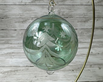 MOUTH BLOWN glass christmas ornament Made In Egypt Tree Snowflake Design