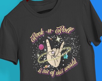 Rock N Roll Tee, Rock Shirt, space t-shirt, 90’s style, alien shirt, ufo t-shirt, graphic tee, vintage style