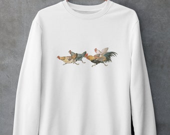 Running Chicken Sweatshirt, Cottagecore Style, Chicken Mom Gift