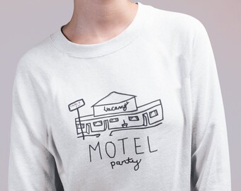 Motel Party Sweatshirt, cool sweatshirt, Illustration Art Sweatshirt, unique design sweatshirt