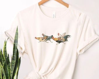 Chicken T-Shirt, Chicken Shirt, Chicken mom, cottage core shirt, chicken lover gift, fall tshirt
