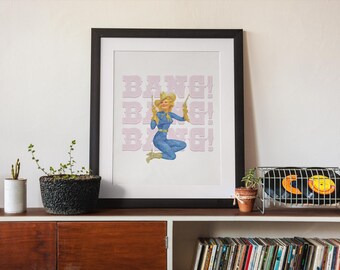 Retro Cowgirl Pop Art Print: "Bang Bang" Pin-Up (Digital Download)