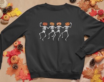 Dancing Skeleton Sweatshirt, Pumpkin Sweatshirt, Halloween Sweatshirt, Fall Sweatshirt, Halloween Outfit, skeleton Halloween shirt