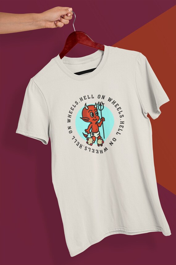 Hell On Wheels Tee, Devil Tshirt, graphic tee, American traditional, old school shirt, tattoo style shirt
