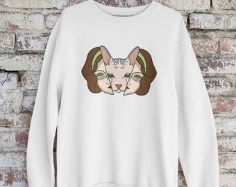 American Traditional Shpynx Sweatshirt - Hairless Cat Sweatshirt, sphynx gift