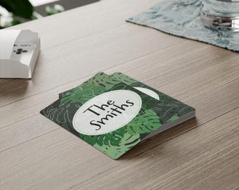 Personalized Playing Cards with Last Name | Custom Family Card Deck | Monstera Tropical Playing Cards | Housewarming & Wedding Gift