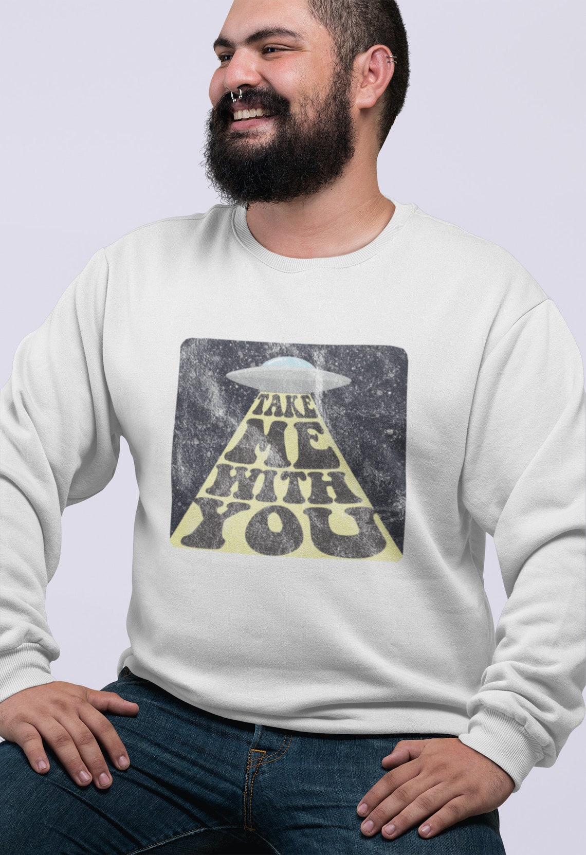 Alien Sweatshirt, Take Me With You, Vintage Style UFO Sweatshirt - Etsy