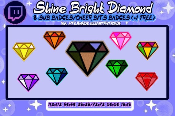 8x Twitch Sub Badges Emotes Cheer Bits 1 Free Glanzende Etsy De